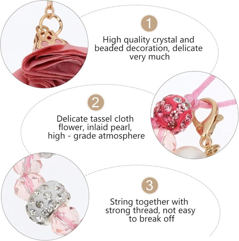 Beaded Flower Phone Lanyard Wrist Strap for Cell Phone Keys and Bags Accessories - Image 3